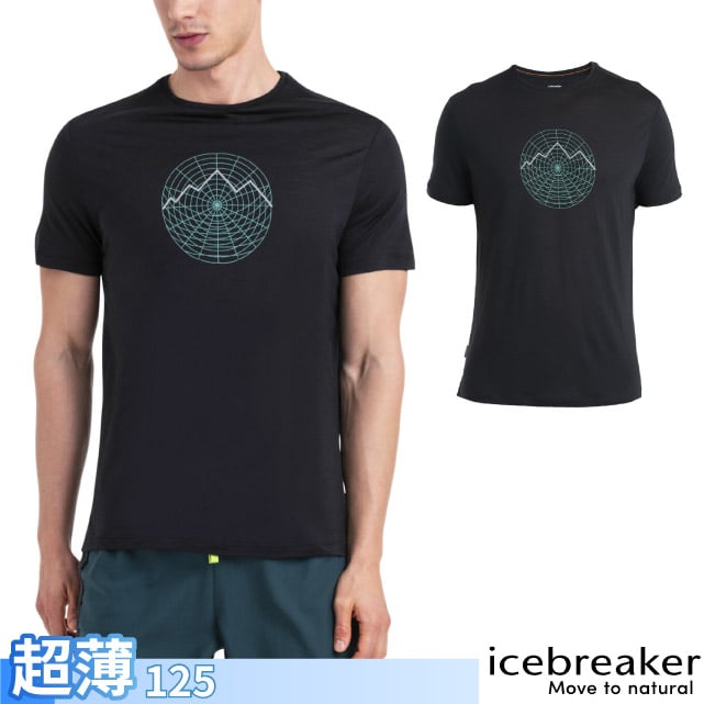 【Icebreaker】男 美麗諾羊毛 Sphere III 圓領短袖上衣(山谷電波) IB0A56W5-001 黑✿30E010